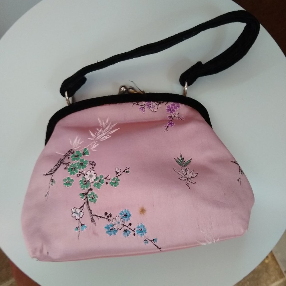 Satin Pink tapestry velvet purse